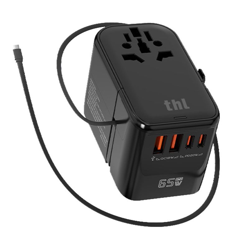 thl Universal Travel Adapter Worldwide with Built-in USB C Cable