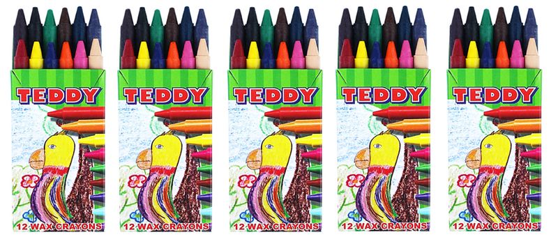 5 PACKS OF TEDDY WAX CRAYONS A12 - 8mm