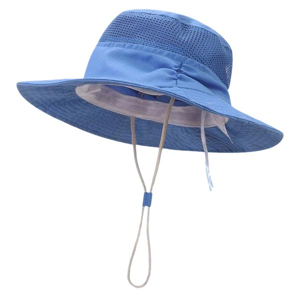 Boys Blue Bucket Hat with Mesh Insert for Breathability