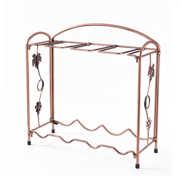 Countertop Metal Wine Rack with Glass Holder - Holds Bottles and Glasses