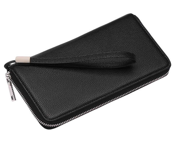 Women RFID Blocking Large Wallet Leather-Travel Purse Wristle