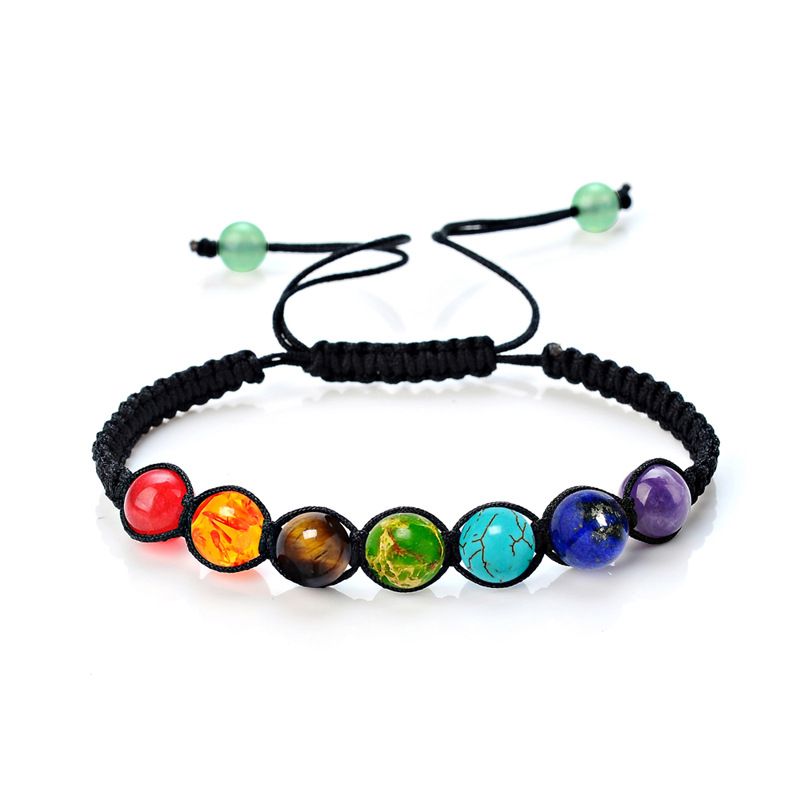 7 Chakra Braided Bracelet Bead Reiki Hoop Women Men Beads In Gift Box ...