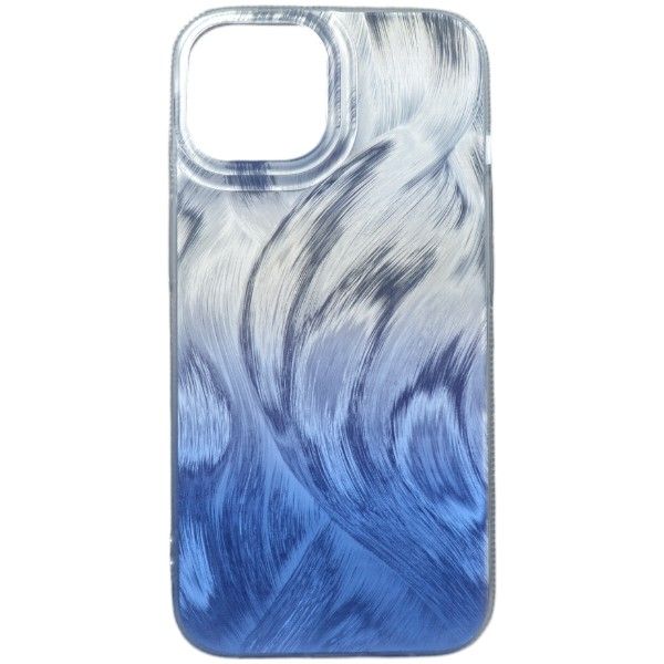 Brushed Textured Ombre Phone Case Compatible with iPhone 15 - Silver/Blue