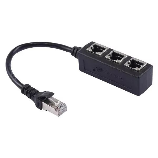 RJ45 Ethernet Splitter Cable / 1 Male to 3 Female Network Extension Adapter