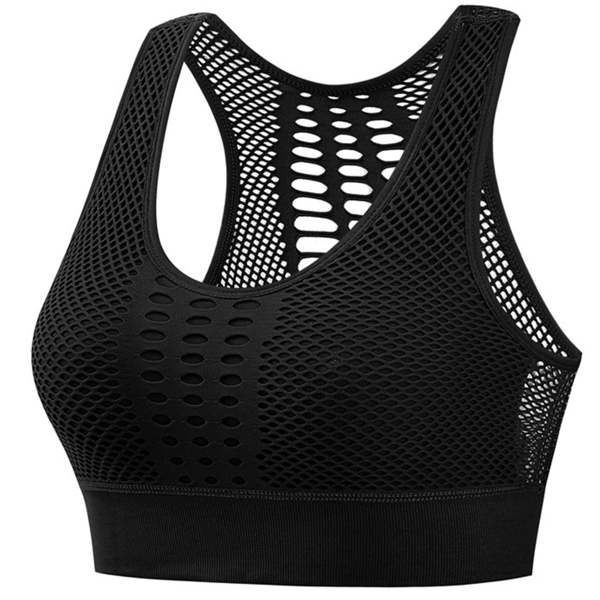 Women Breathable Mesh Hollow Out Liftup Workout Sport Bra