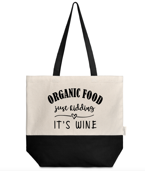 Natural/Black Cotton Shopping bag/tote - Organic food