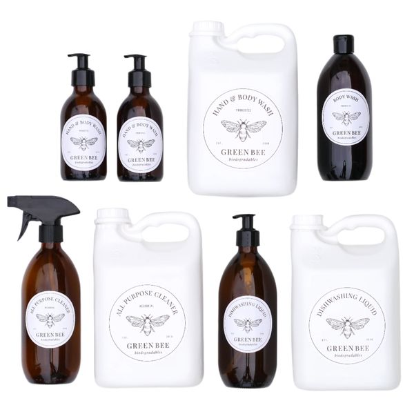 Green Bee Set: Hand &amp; Body Wash, Dishwashing Liquid, All Purpose Cleaner