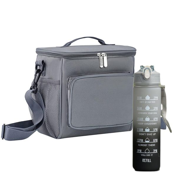 Durable Portable Insulated Lunch Bag with Leakproof Water Bottle 700ML