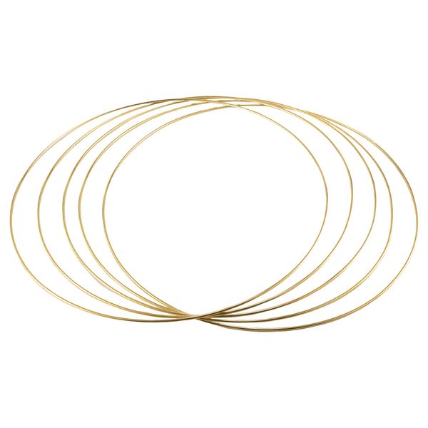 5 Pack 14 Inch Large Metal Floral Hoop Wreath Macrame Gold Rings