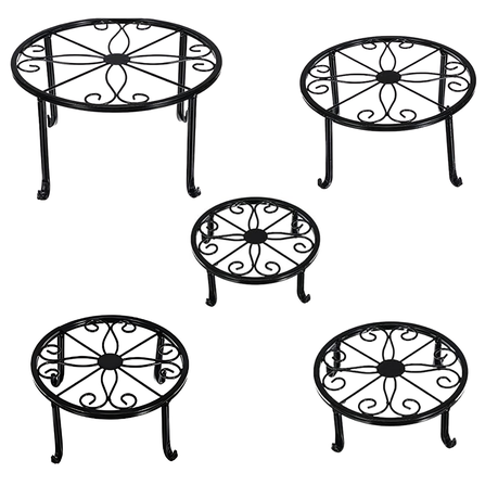 Bestby -5pcs Multi-height Metal Pot Flower Plant Stands for Décor & Display Image