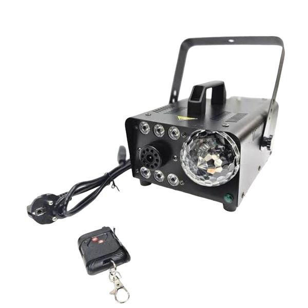 Fog Machine with 6 LED Lights + Disco Ball Effect-Remote Control-For Events