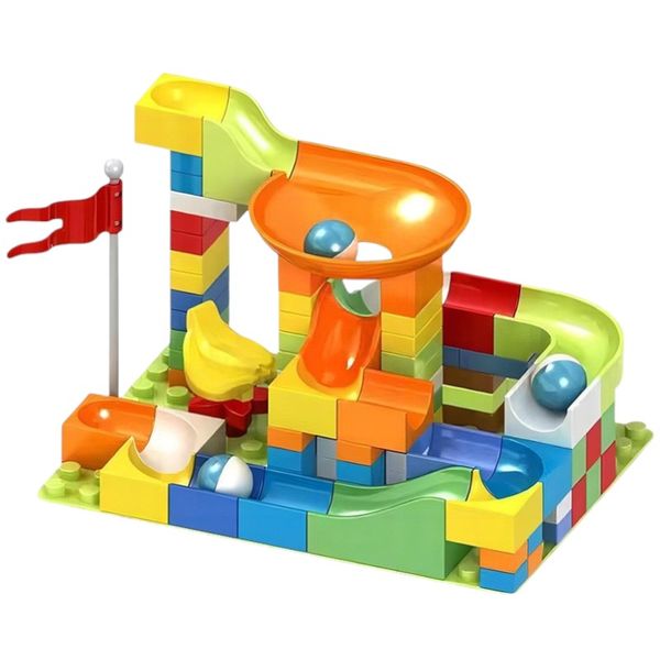 106 Piece Large Particle Marble Run Building Blocks - Multicolor