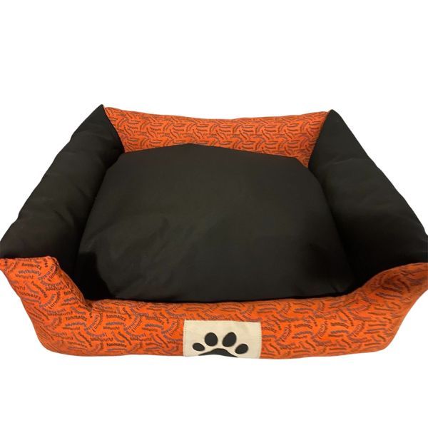 Premium Doggy Washable Dog/Pet Bed with removable cushion - Orange &amp; Black