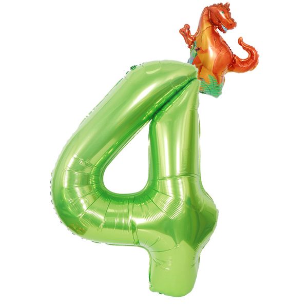 40 Inch Dinosaur Birthday Balloon Number 4 Large Size