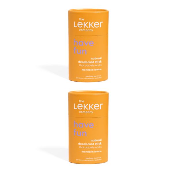 The Lekker Company - Natural Deodorant - Deo Stick - Mandarin - Pack Of 2