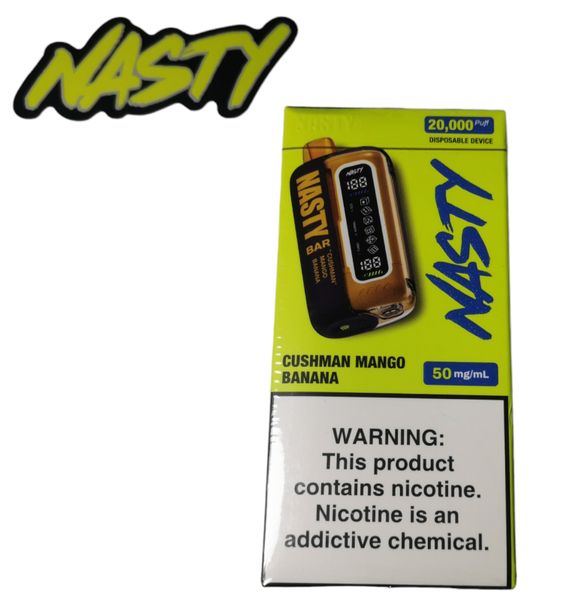 Nasty Rechargeable Disposable Vape-20 000 Puffs-5%Nic-Cushman Mango Banana