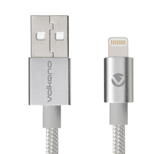 Volkano Strike Series MFI Lightning Charge/Data Cable 1.2m - Silver