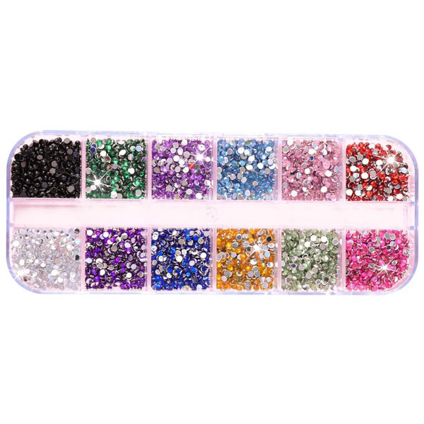 Multicolor 3mm Nail Art Rhinestones - 12 Colors Nail Crystal
