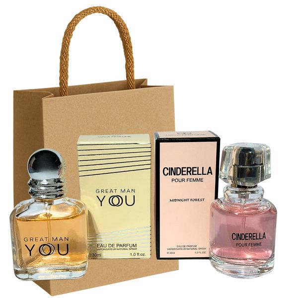 Cinderella &amp; Great Man You | 2x30ml Couple Perfume Set &amp; Gift Bag COMBO