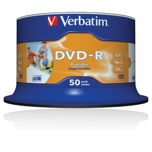 Verbatim Dvd-r Printable 16x 50sp | AZO Technology | Shop Today