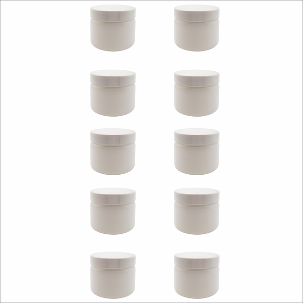 10 Pack 250g White Plastic Tubs with Lids - Leak-Proof, Multi-Use Storage