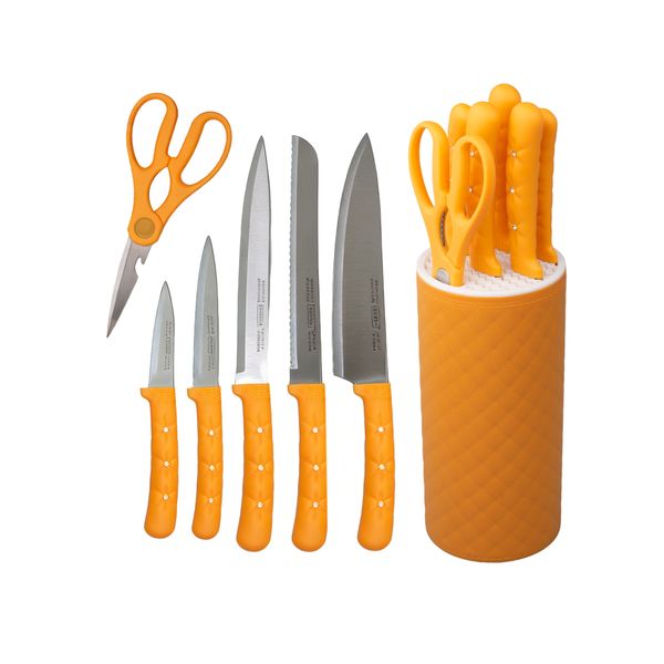 6-Piece Diamond Handle Knife Set with Knife Block &amp; Scissors
