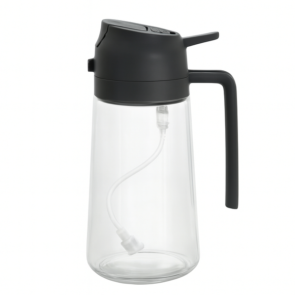 Glass Oil Sprayer Bottle with Black Nozzle - Transparent