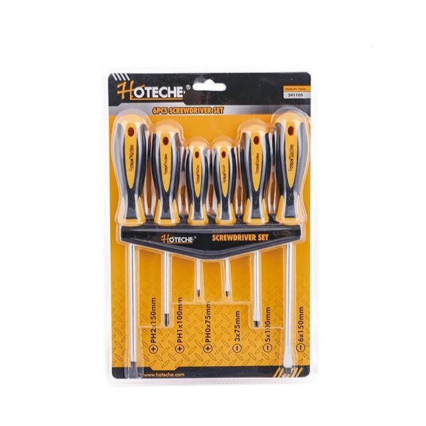 Hoteche, 6 Piece Screwdriver Set, With Holder, TPR handle