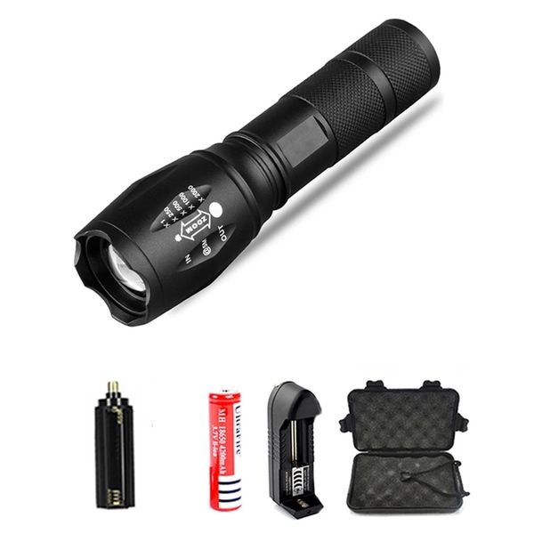 Powerful LED Flashlight Torch Zoomable 5 Switch Modes Waterproof