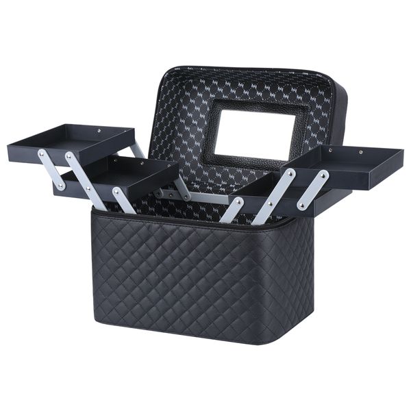 Styleberry Expandable Three Tier Black Cosmetic Makeup Case