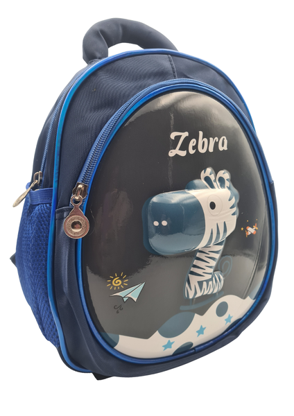 Toddler &amp; Preschool School Bag Backpack with 3D Zebra Design - Blue