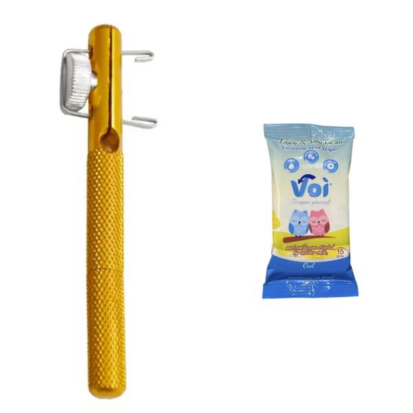 Fishing Hook and Knot Tying Device With Fishing Wipes