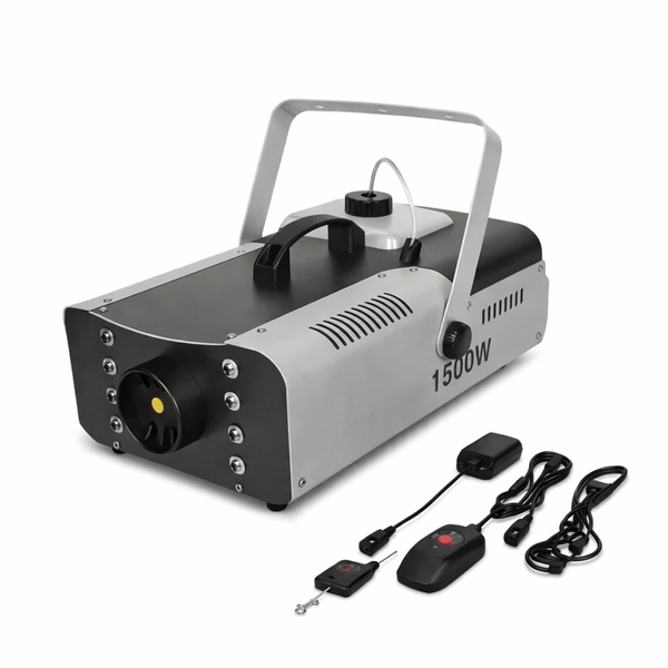 Portable Fog Machine - 1500W, LED Lights, Remote