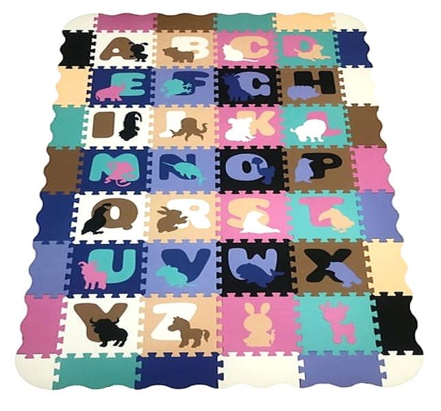 NIKIKIDS Extra Large Alphabet and Animal 52 Piece Puzzle EVA Floor Mat