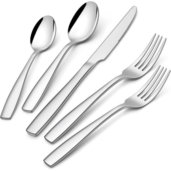 20 Piece Cutlery Set Stainless Steel Flatware with Knife Fork Spoon Silver
