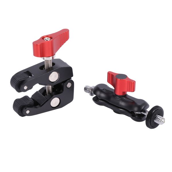 Slr Camera Magic Arm Double Hot Shoe Ball Head Clip Monitor Bracket