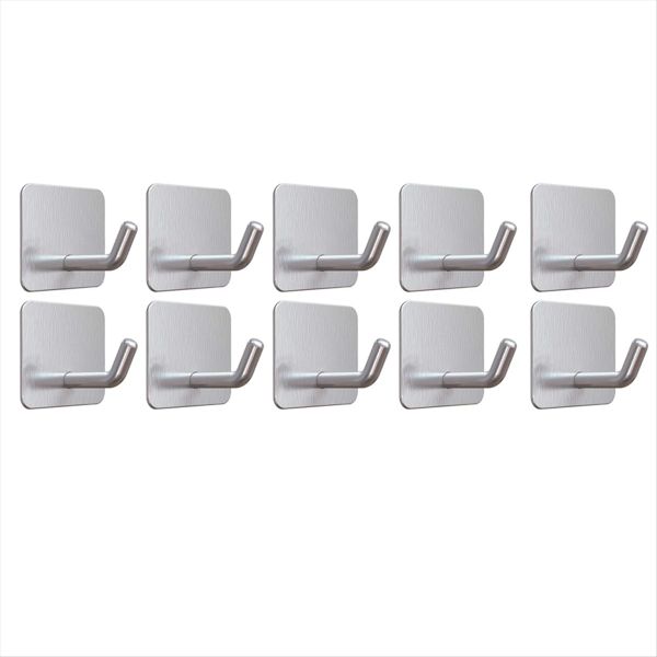 10 Pcs Stainless Steel Adhesive Hook Stick on Towel Hooks B
