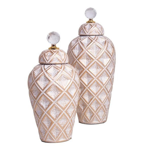 Gold Geometric Jar Set Home Decor Ornament