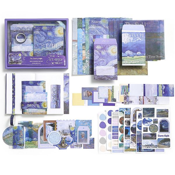 DIY Journaling Kit - Blue-Journal, Stickers, Tapes, Papers