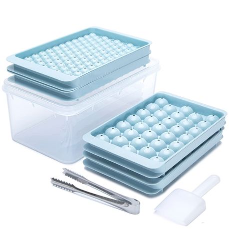 Ice Cube Trays for Freezer with Cover & Bin 3 Packs Small Circle