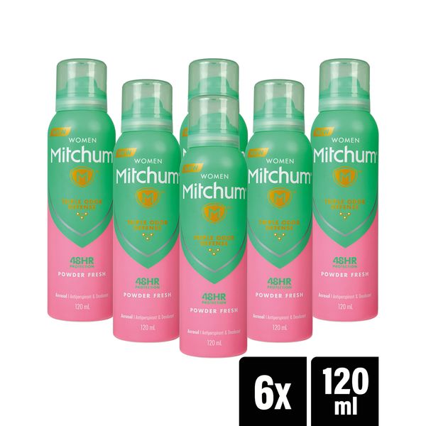 Mitchum Women Antiperspirant &amp; Deodorant Spray Powder Fresh 120ml x 6 Pack