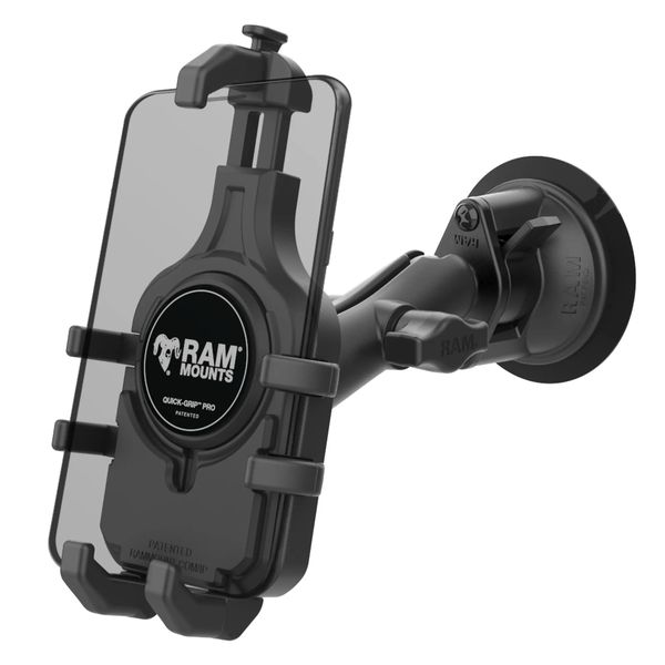 RAM Quick-Grip Pro Phone Mount with Twist-Lock Suction Cup - Medium Arm