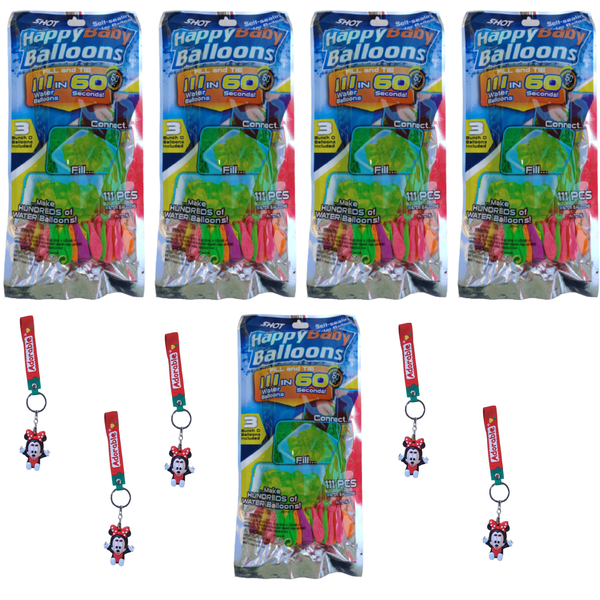 5 Packs Of 111 Baby Water Balloons With Five Key Rings
