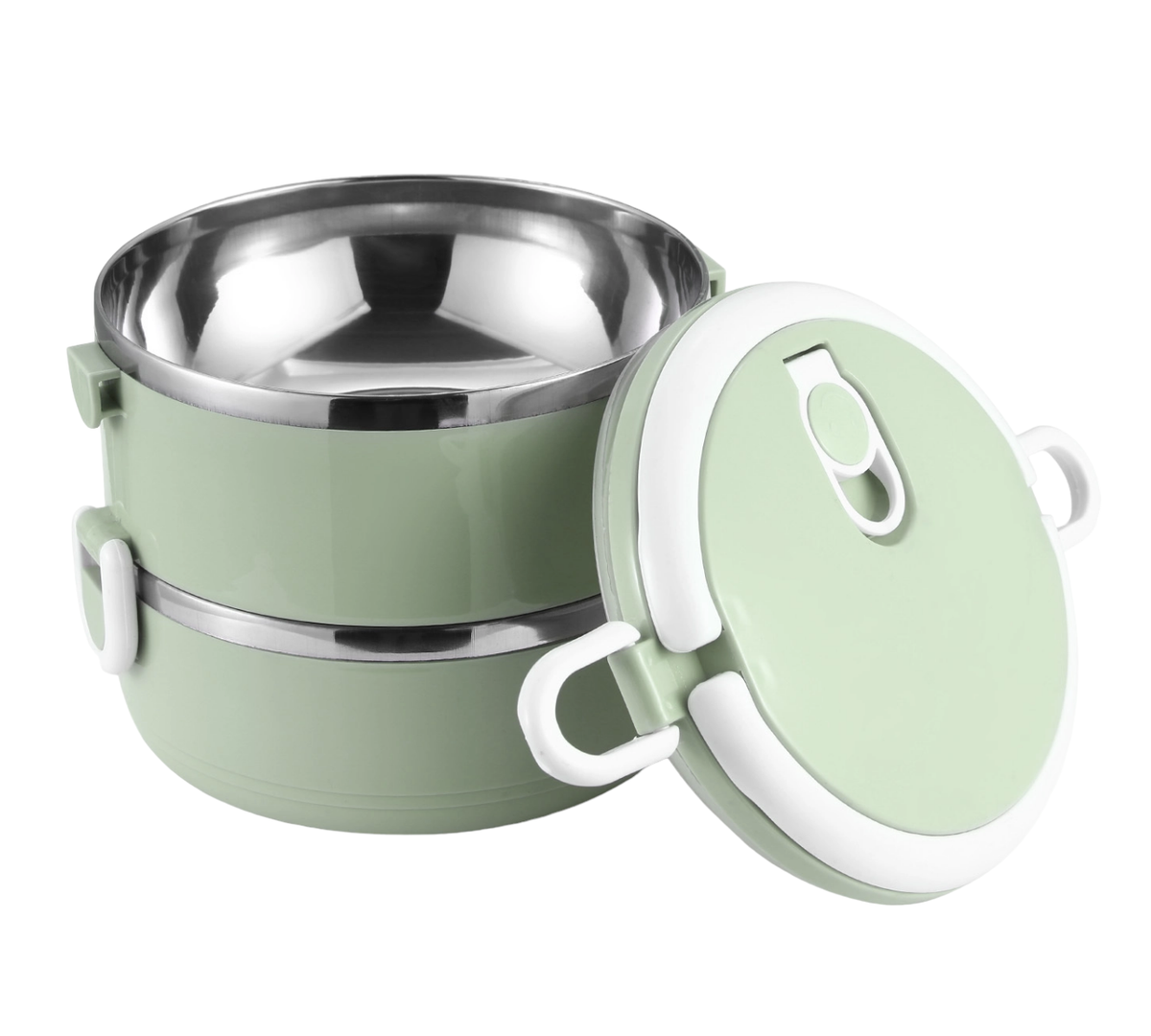 2 Tier Stainless Steel Insulated Lunch Box Stackable Lunch Box 1400ML