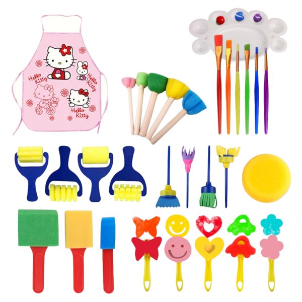 Aon-Art 30pc Sponge Drawing Tools Kids Creative Art Set