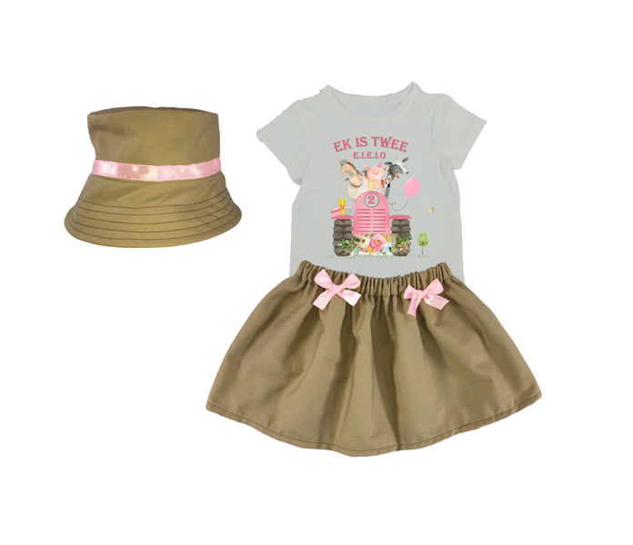 Second Birthday - Shirt/Skirt &amp; Hat - Farmer - Afrikaans
