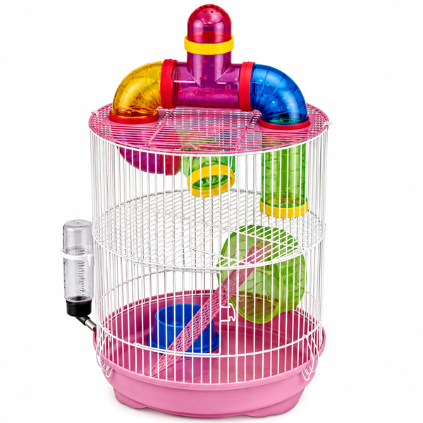 Round Top Hamster Cage with Funky Tubes (39.5cm x 29cm x 38 cm)