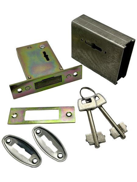 Gate Lock Set with 2 Keys, Cover Plates &amp; Steel Lock Box