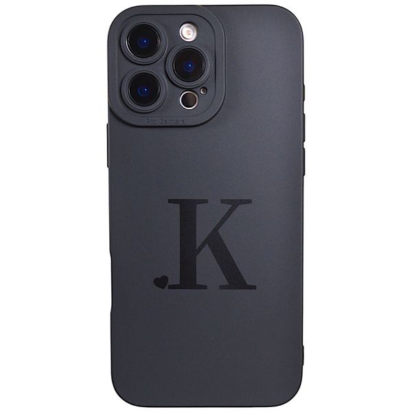 Phone Case with Initial 'K' Print and Pro Cam Compatible with Iphone 16 Pro Max - Black