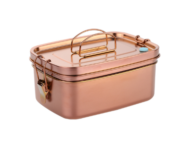 1.5L 304 Stainless Steel Lunch Box Double Layer Bento Snack Storage Food C
